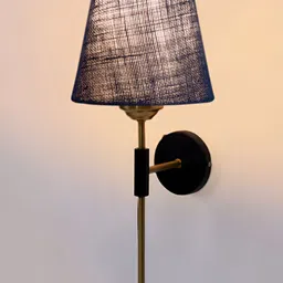 Devansh Blue & Gold-Toned Metal Traditional Frustum Shaped Wall Lamp-image-58