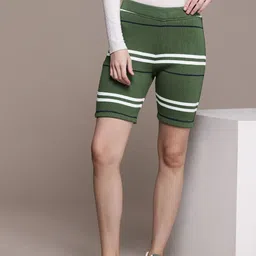 Roadster Women Striped Yoga Shorts-10