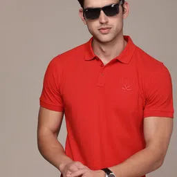 WROGN Brand Logo Embroidered Polo Collar Slim Fit T-shirt-image-99