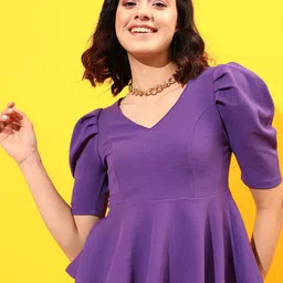 STREET 9 Puff Sleeves Peplum Top-image-71
