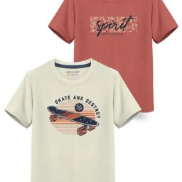 HELLCAT Kids Dusty Pink & White Printed T-Shirt (Pack Of 2)-image-19