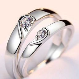 MEENAZ Silver-Plated American Diamond-Studded Couple Rings-image-5
