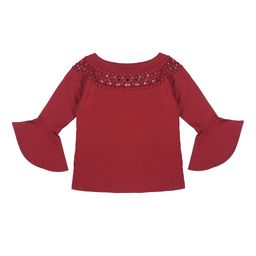 Style Quotient Girls Maroon Self Design Top-picture-24