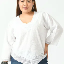 SAAKAA White Plus size Embroidered Top-picture-18