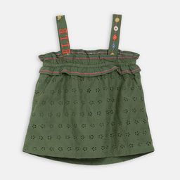 ELLE Girls Green Schiffli A-Line Top-11