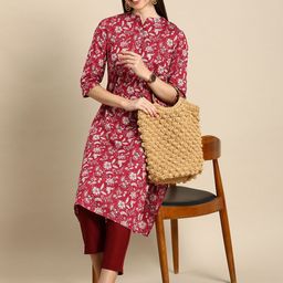 Anouk  Floral Printed Mandarin Collar Kurta-picture-42