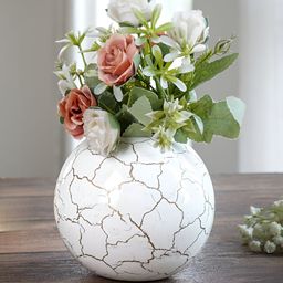 BEHOMA White Crackled Ball Shaped Flower Vases-24