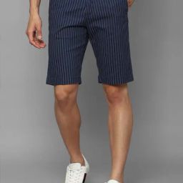 Allen Solly Navy Cotton Slim Fit Striped Shorts-picture-40
