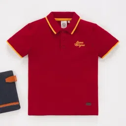 Ed-a-Mamma Kids Red Solid Polo T-Shirt-picture-35
