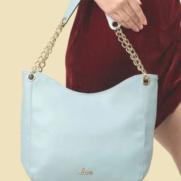 Lavie Antonio Powder Blue Textured Large Hobo Handbag-21