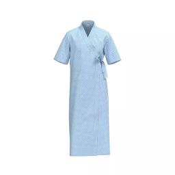 Numode Patient Gown Overlap Side Open Blue with Half Sleeve for Unisex Size M, NM10046 image 1