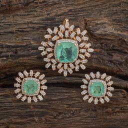 Kushal's Fashion Jewellery Rhodium Gold-Plated Zircon Embellished Bridal Jewellery Set-picture-12