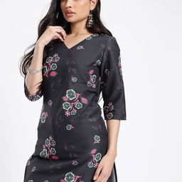 Anouk Rustic V-Neck Floral Printed Straight Kurta-image-97