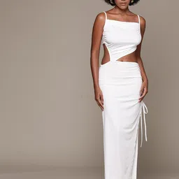 bebe Soft Romance Asymmetric Cut-Out Ruched Maxi Dress-image-99