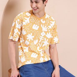 Mast & Harbour Men Floral Printed Relaxed Fit T-shirt-image-69
