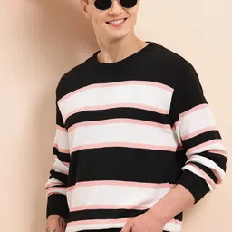 Mast & Harbour Striped Round Neck Knitted Pullover-picture-8