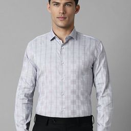 Louis Philippe Sport Men Super Spread Collar Checked Cotton Slim Fit Formal Shirt-picture-28