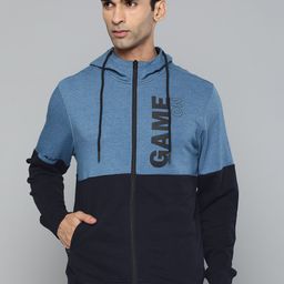 Alcis Men Blue Cotton Colourblocked Hooded Sweatshirt-image-24