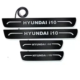 Auto Pearl Car Door Foot Step Led Sill/Scuff Plates Mirror Finish Black Compatible For Hyundai I10 T2 (2011-2017), LEDBlklPLATE_Blk_i10T2201117 (Set of 4)-image-5