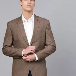 ManQ Brown Slim Fit Notch Lapel Blazer-image-43