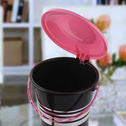 Kuber Industries Black & Pink Striped Pedal Dustbin With Handle - 10 L-2