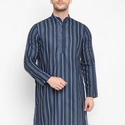 Hangup Men Blue Striped Kurta-35