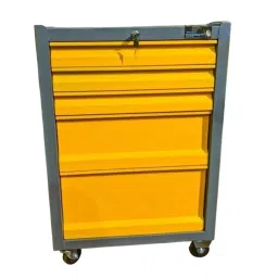 Rimsha 5-Drawer Tool Trolley with Central Locking & Telescopic Slides 4 Inch (10.16 cm) Wheel Size 650x450x850 mm Mild Steel for Industrial Use-30