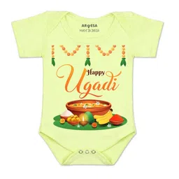 Arvesa Kids-Unisex Yellow Cotton Rompers-picture-15
