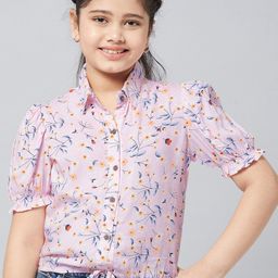 Stylo Bug Pink Floral Print Shirt Style Top-39