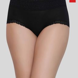 Glamoras Pack Of 2 High-Rise Seamless Lace Trim Hipster Briefs GL-LACEPANTY-463-RED-BLACK-image-54
