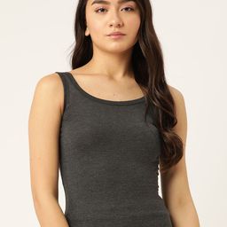 Lady Lyka Women Charcoal Grey Solid Cotton Camisole-image-101