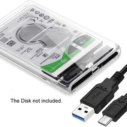 spin cart USB Type C 3.1 to 2.5 Inch Sata External Hard Drive Enclosure HDD/SSD, Transparent Hard Disk Box Compatible for Mac OS Windows Linux image 2