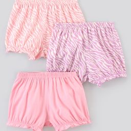 Pine Kids Cotton Printed Anti Bacterial & Biowashed Bloomers Pack Of 3 - Pink-picture-38