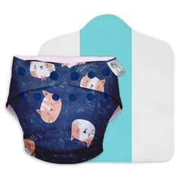 SuperBottoms Reusable and Washable Cloth Diapers Free Size UNO Kitten Print - Blue-11