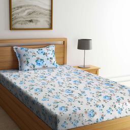 FABINALIV Floral 300 TC Cotton Blend Single Bedsheet with Pillow Cover Floral - Multicolor-image-15