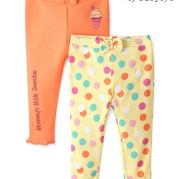 Babyoye Eco Conscious Cotton Eco Jiva Finish Polka Dot Print Full Length Leggings Pack of 2 - Orange & Yellow-image-85