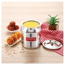 HAZEL Stainless Steel Oil / Ghee Storage Container, 400 ml, Silver-22