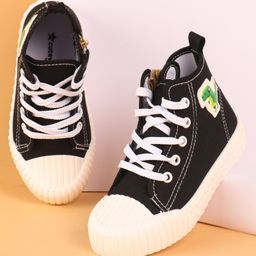 Cute Walk by Babyhug Lace Up Closure Casual Shoes With Dino Patch Applique - Black-image-87