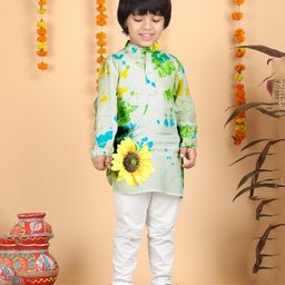 Polka Tots Cotton Full Sleeves Colour  Splash Printed Kurta Pyjama  - Multi Colour-picture-8