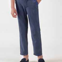 One Friday Striped Trousers - Blue-image-69