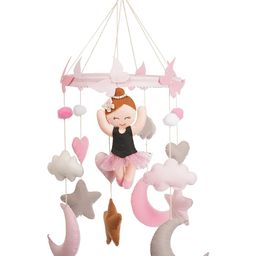 Li'll Pumpkins Ballerina Theme Felt Baby Girl Mobile Hanger for Baby Crib Cot Nursery- Baby Pink-27