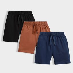 Orange Sugar 100% Cotton Knit Pack Of 3 Solid Shorts - Multi Colour-image-62
