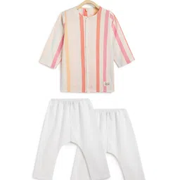 Tiber Taber 100% Cotton Woven Full Sleeves Striped Kurta & Pyjamas Set - Multi Colour-picture-23