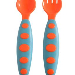 THE LITTLE LOOKERS BPA Free Food Grade Plastic Easy Grip Spoon and Fork Set| Colorful Tableware/Attractive Cutlery Set for Kids/Babies/Toddlers/Boys/Girls (Multi, Pack of 1-Set of 2 (Orange))-5