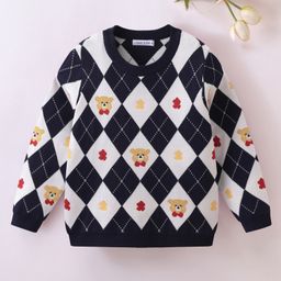 Mark & Mia Full Sleeves Pullover Sweater with Teddy Design - Navy Blue-picture-19