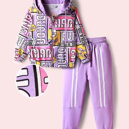 OLLINGTON ST. Cotton Knit Full Sleeves Text Printed Hooded Sweatshirts & Joggers- Lilac-picture-44