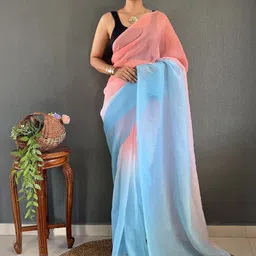 V3 FASHION STUDIO Ombre Dyed Pure Georgette Ready to Wear Saree-image-69