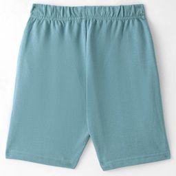 Evimo Looper Knit Knee Length Shorts with Text Print - Blue image 2
