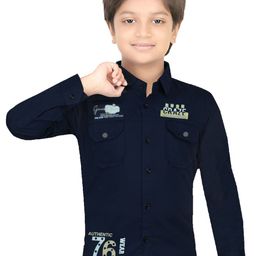 BAESD Boys Classic Fit Typography Printed Spread Collar Cotton Casual Shirt-image-97