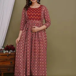 FASHION CLOUD Floral Printed Pure Cotton Maternity Kurti-picture-9